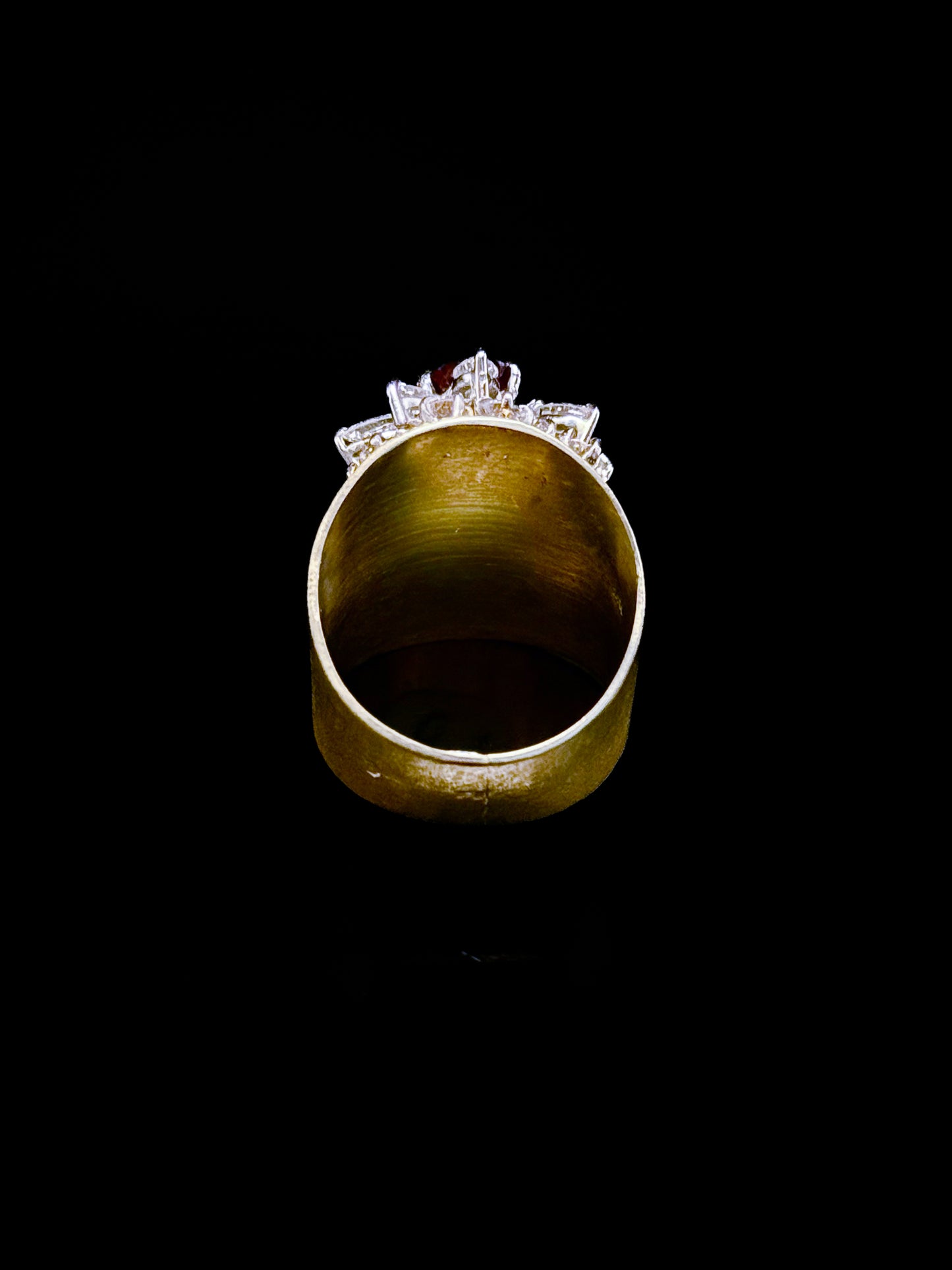 Large band diamonds ruby ring