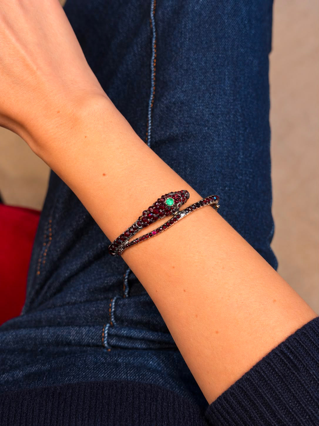 Bracelet serpent en grenat
