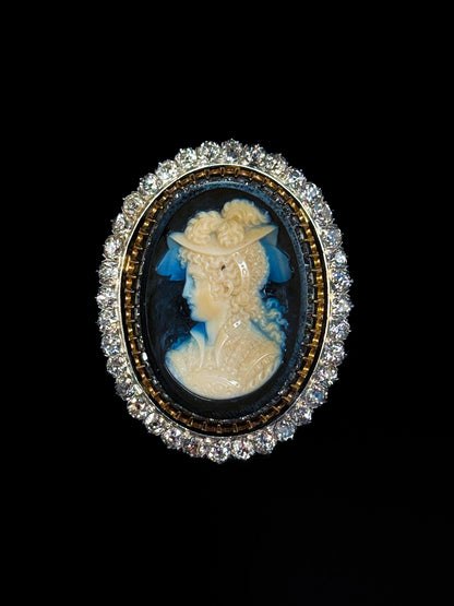 Cameo diamond brooch
