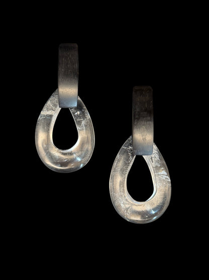 Boucles d'oreilles en ébène et cristal