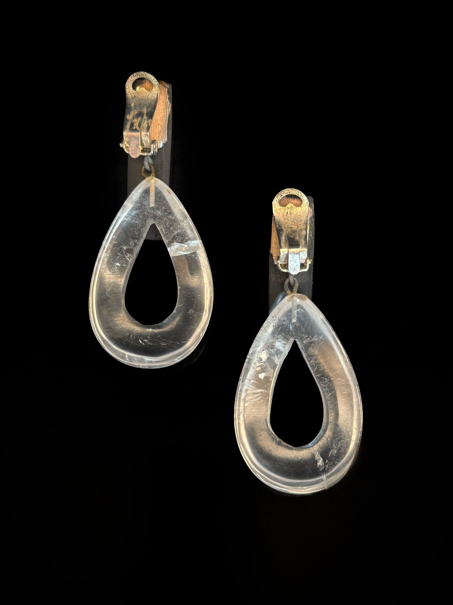 Boucles d'oreilles en ébène et cristal
