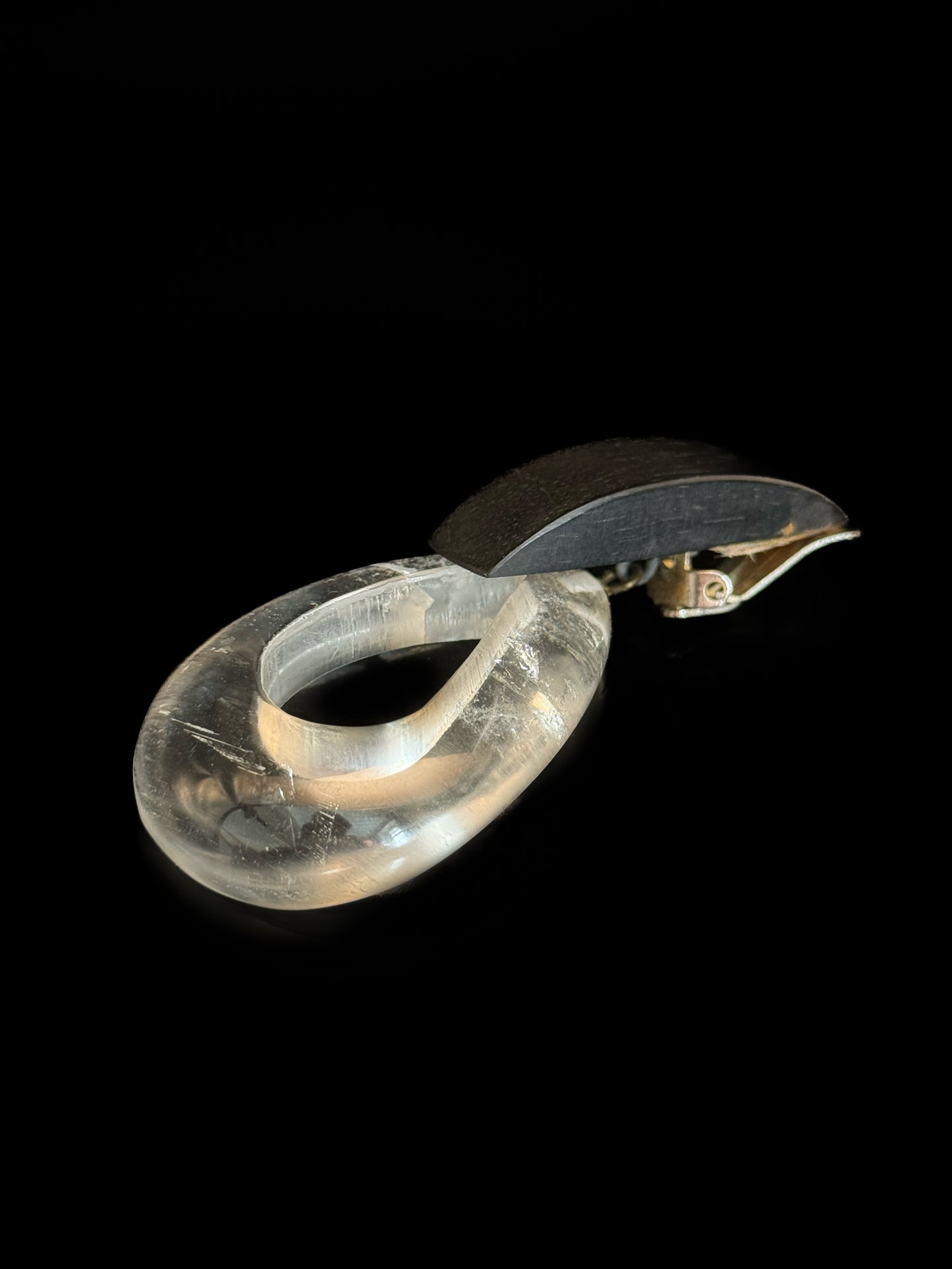 Boucles d'oreilles en ébène et cristal