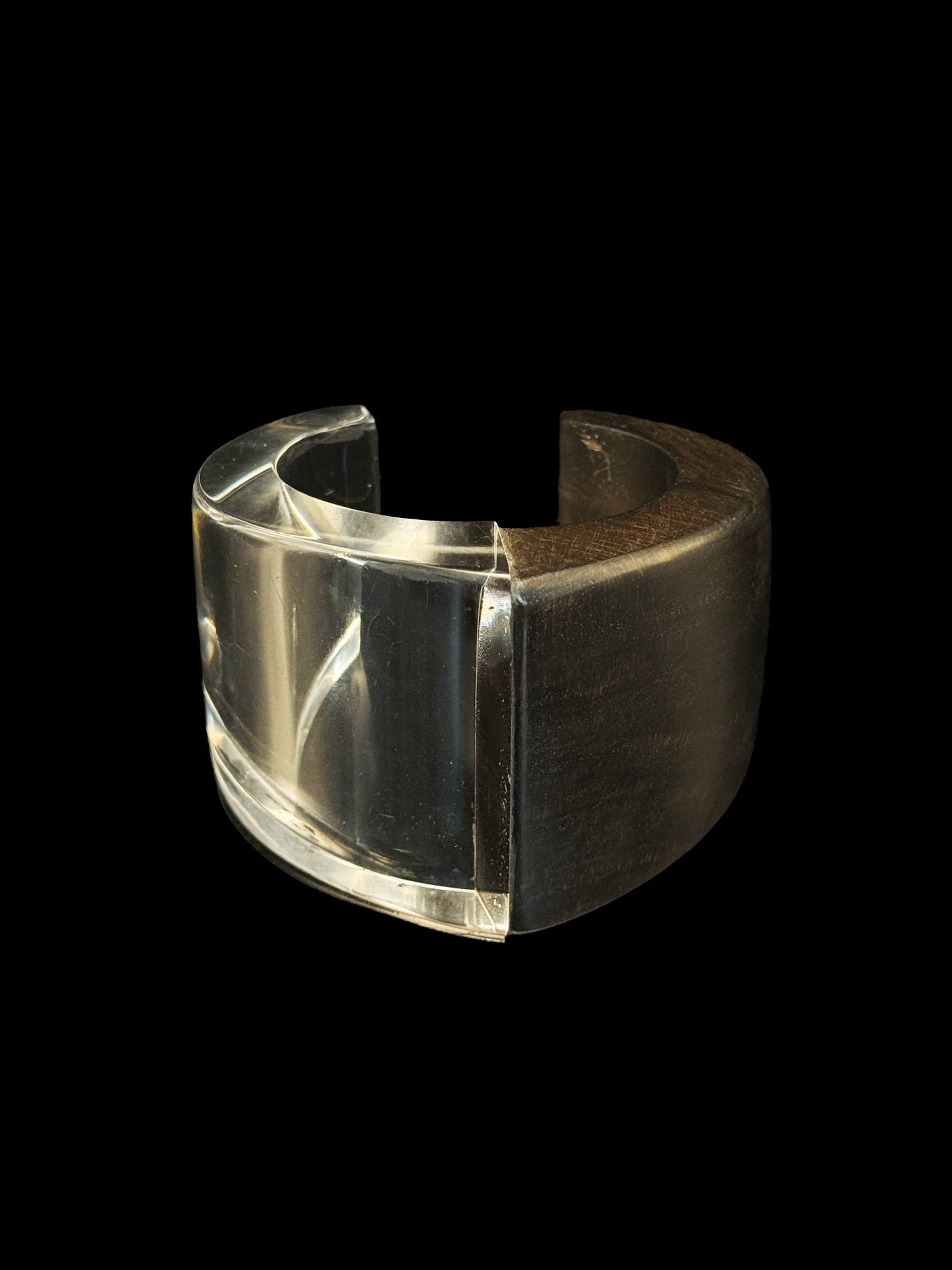 Wood and plexiglass cuff bracelet