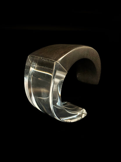 Wood and plexiglass cuff bracelet