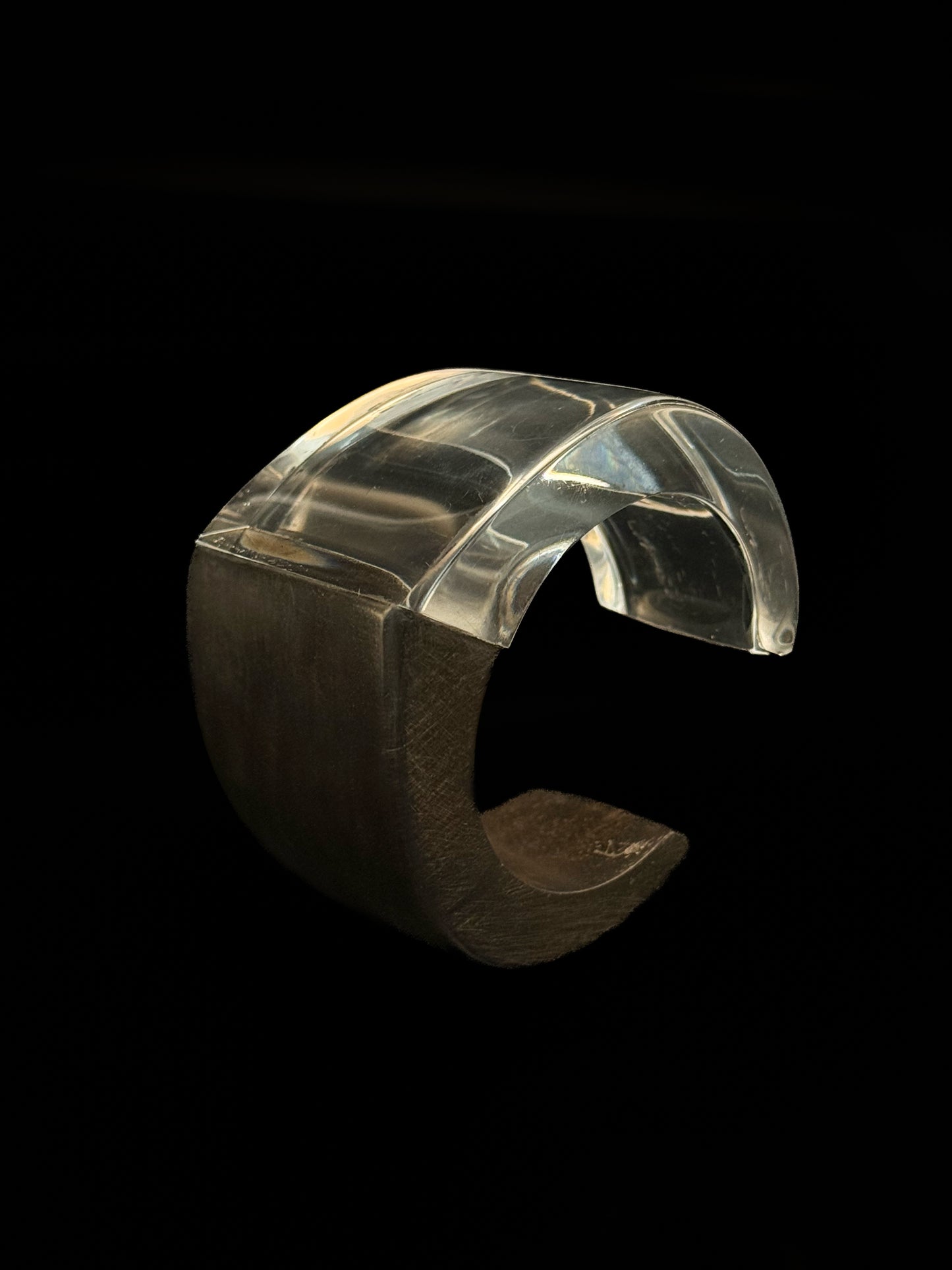 Wood and plexiglass cuff bracelet