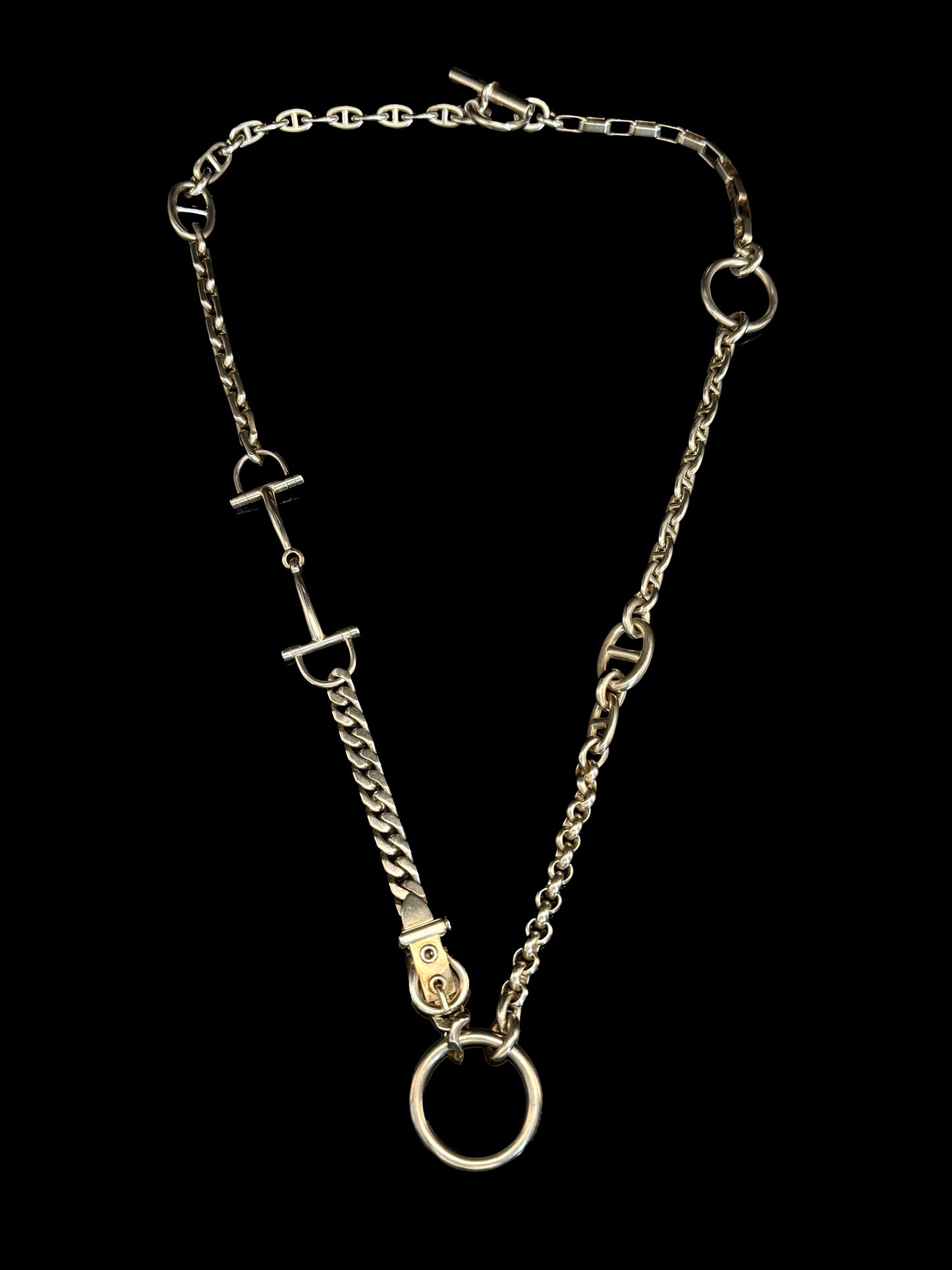Chain detail ring necklace
