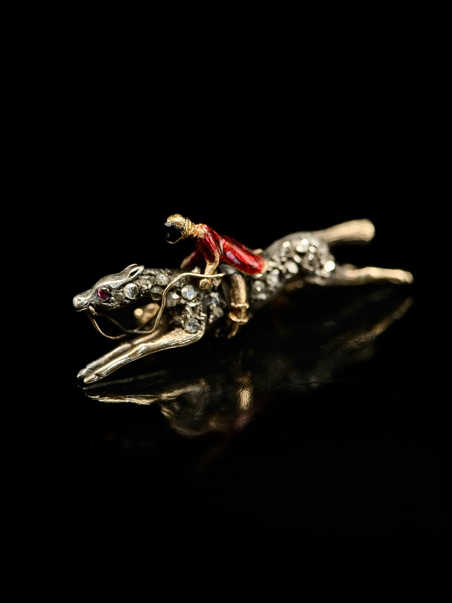 Broche jockey cheval