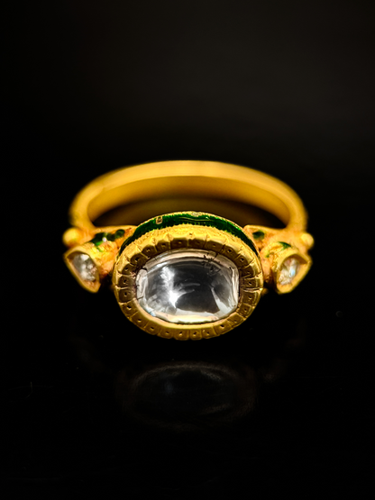 Indian enameled diamond ring
