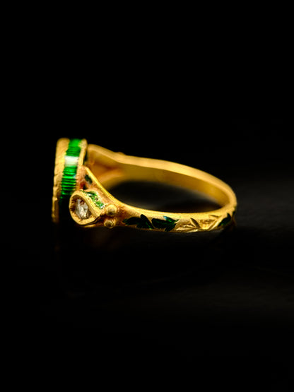 Indian enameled diamond ring