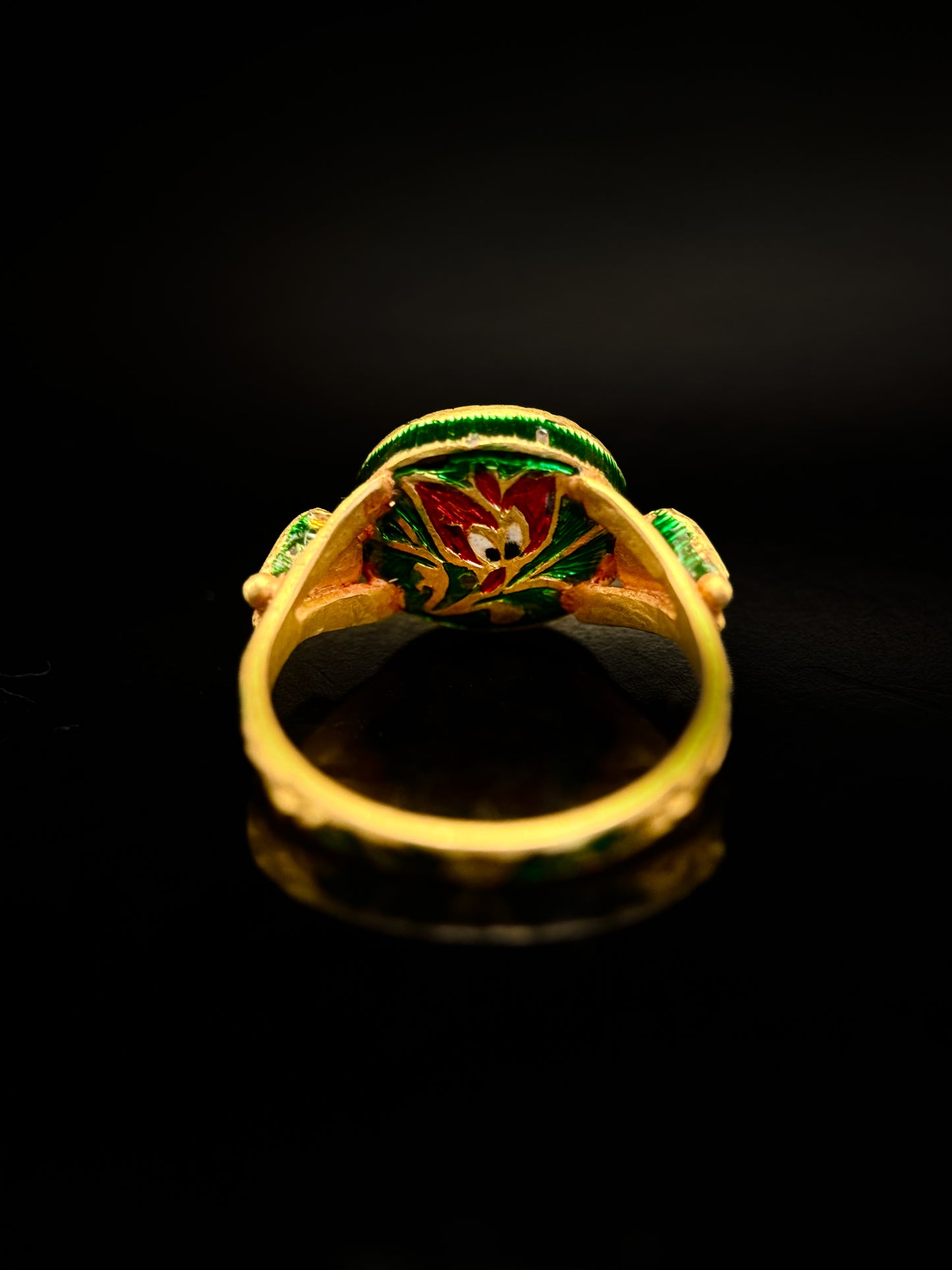 Indian enameled diamond ring