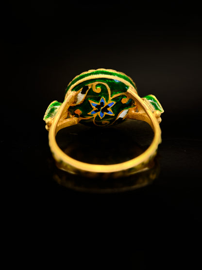 Indian enameled emerald ring