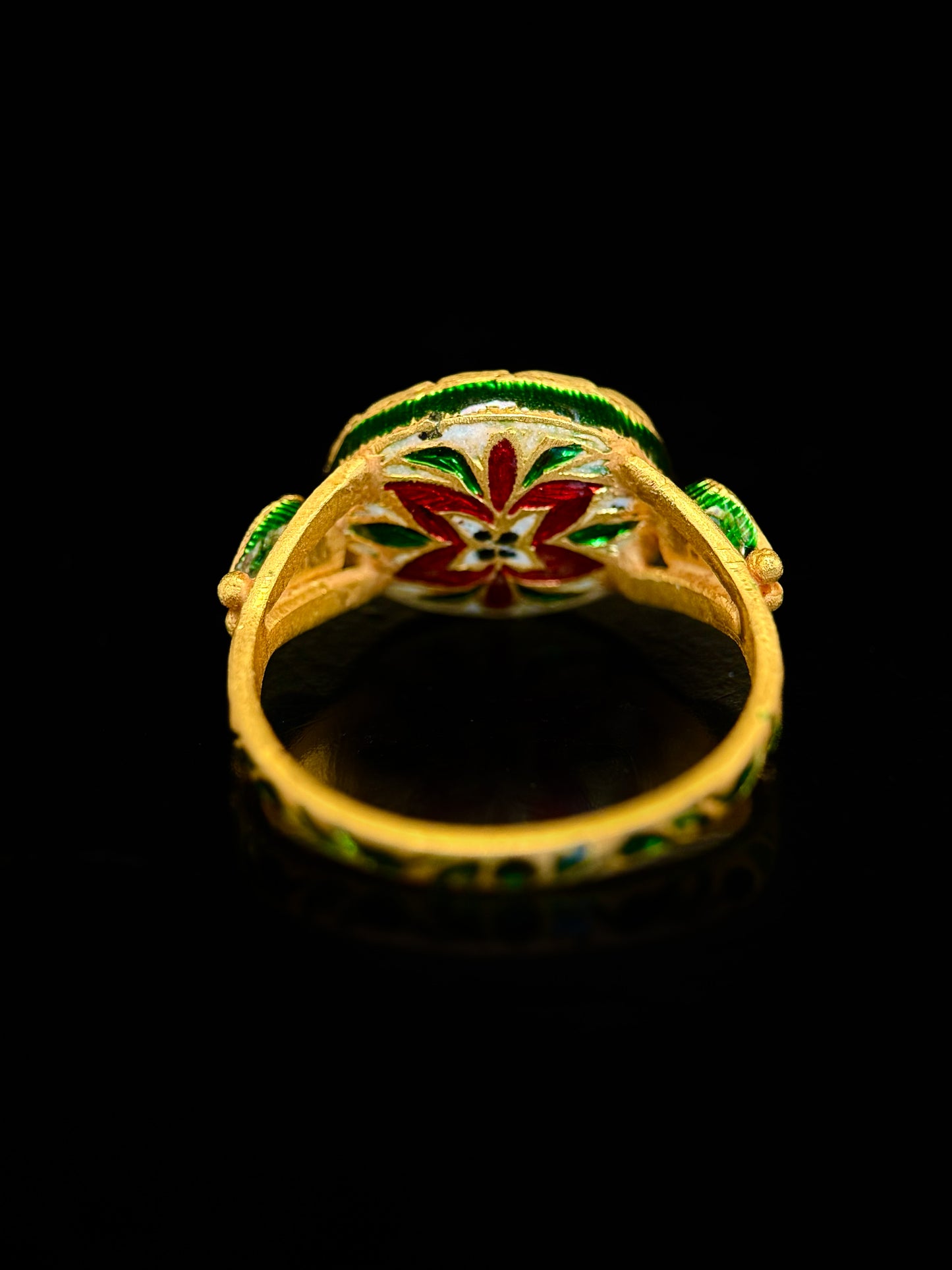 Indian enameled emerald ring