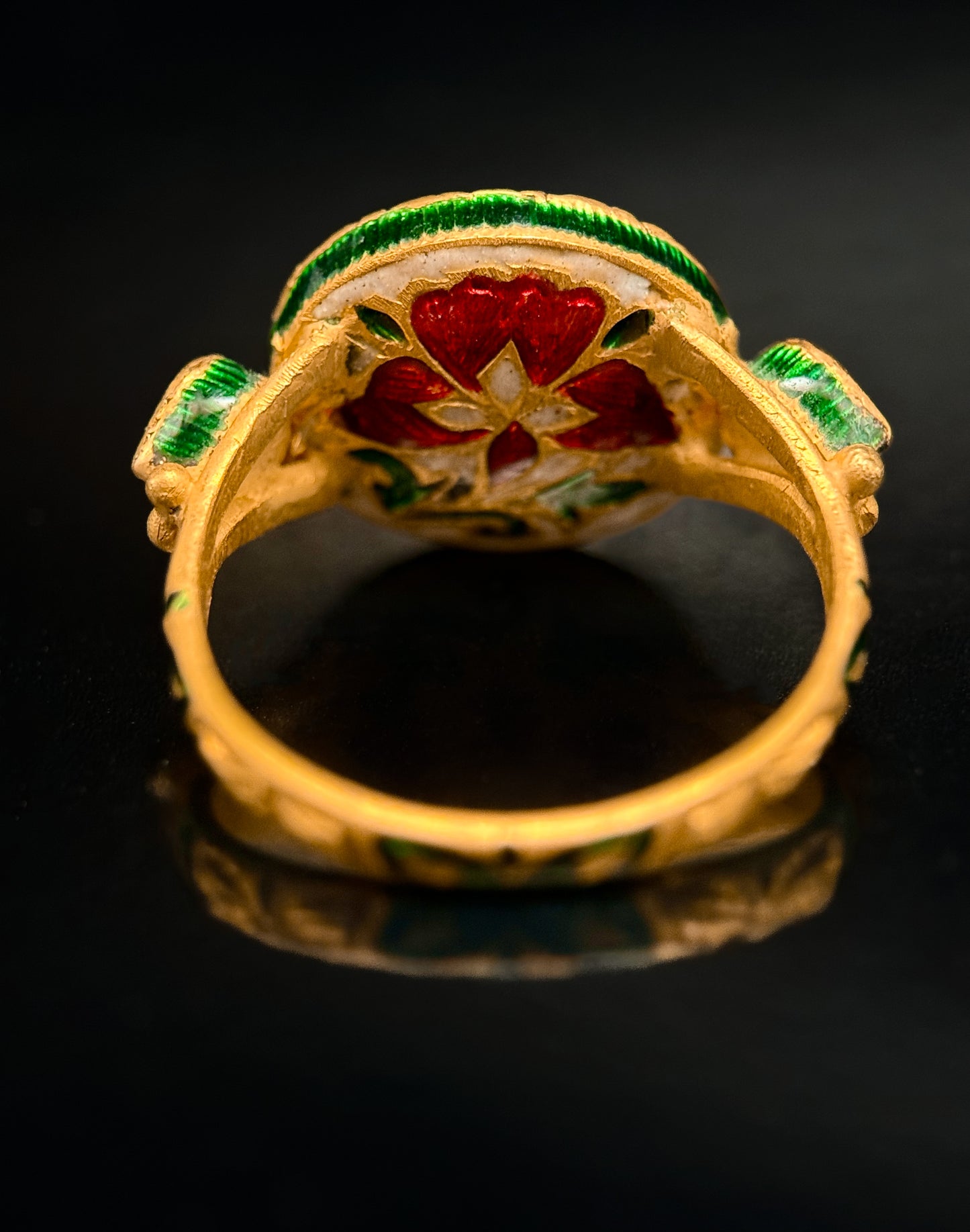 Indian enameled ruby ring