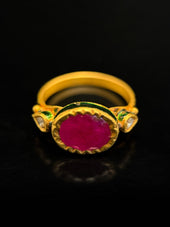 Indian enameled ruby ring