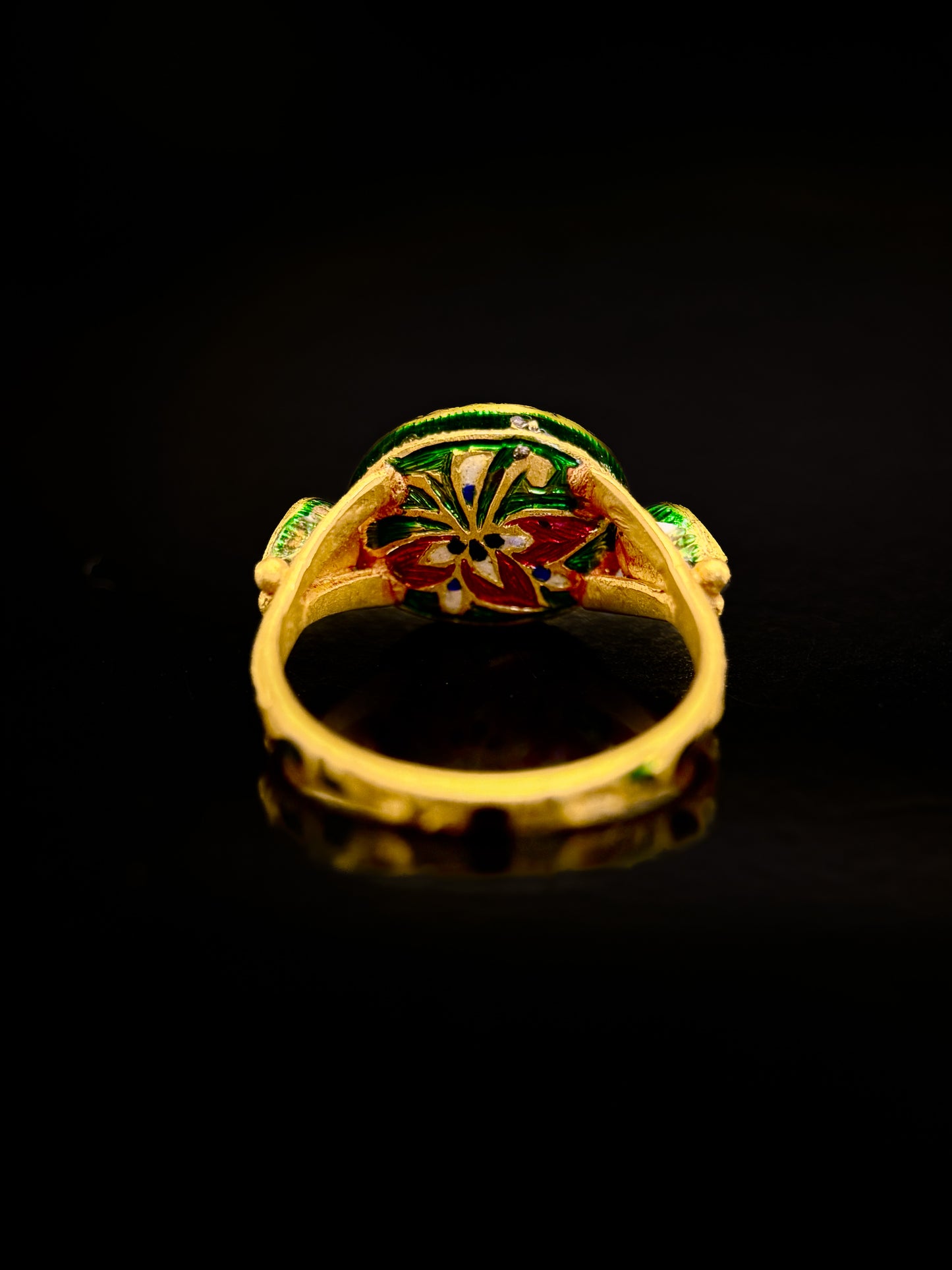 Indian enameled ruby ring