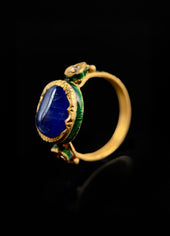 Indian enameled sapphire ring