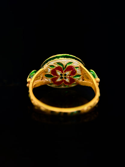 Indian enameled tanzanite ring