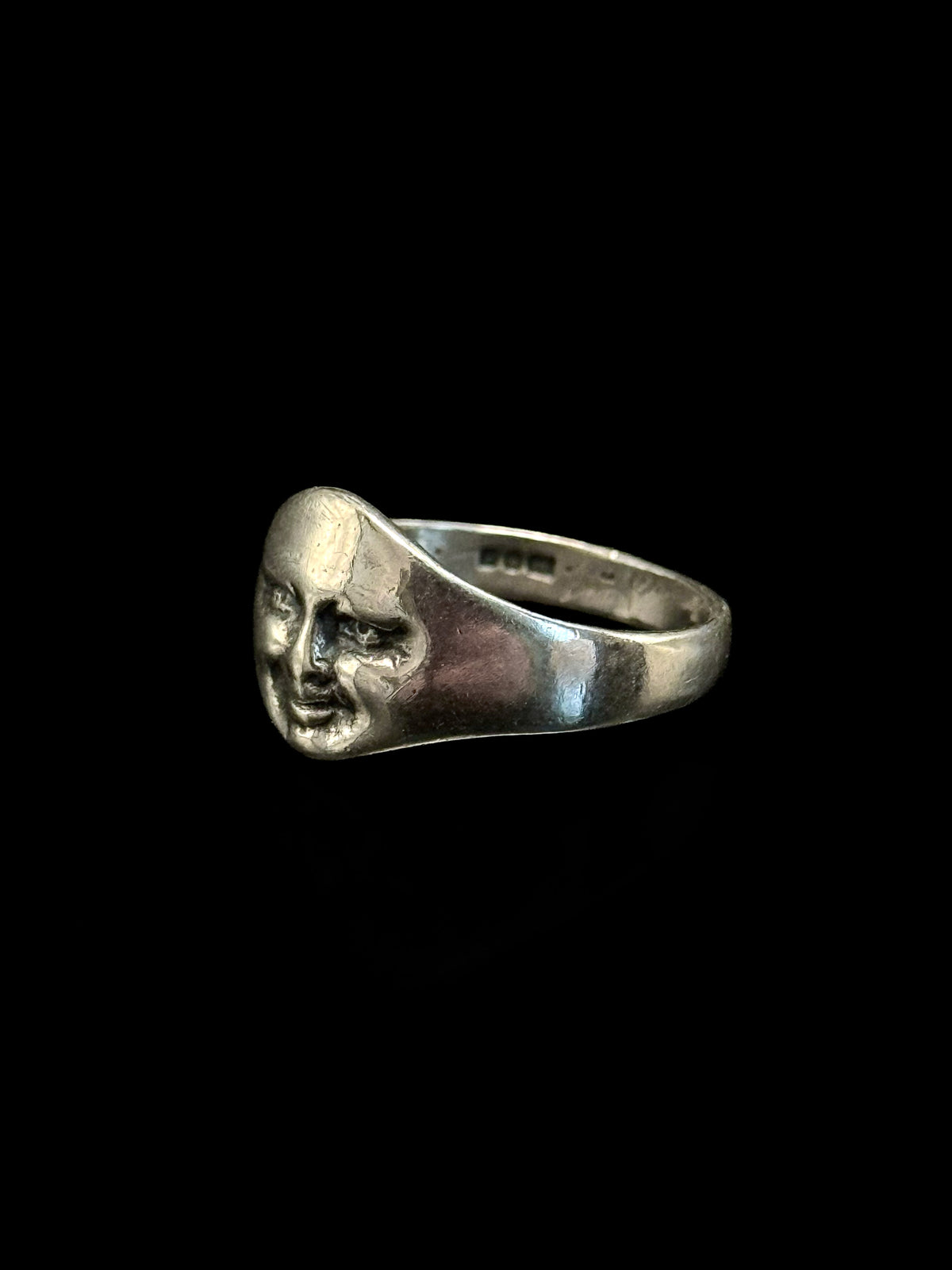 Bague en argent visage lune