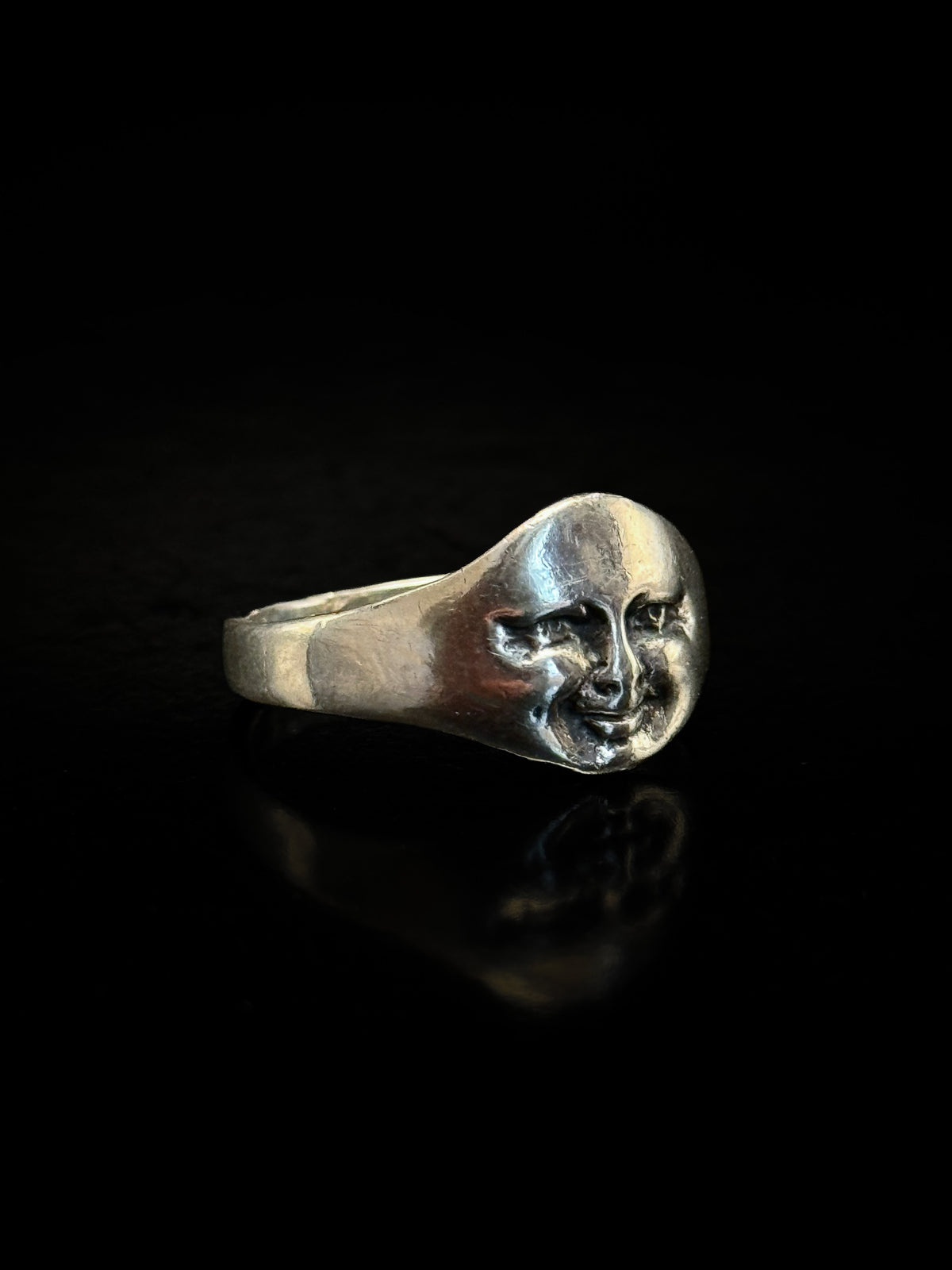 Bague en argent visage lune