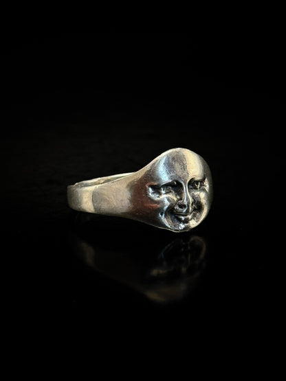 Bague en argent visage lune