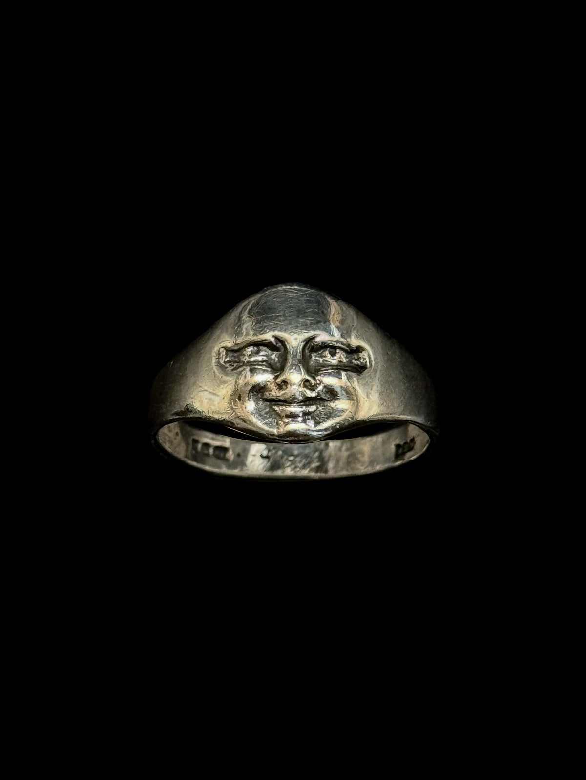 Bague en argent visage lune