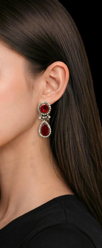 Red crystal earrings
